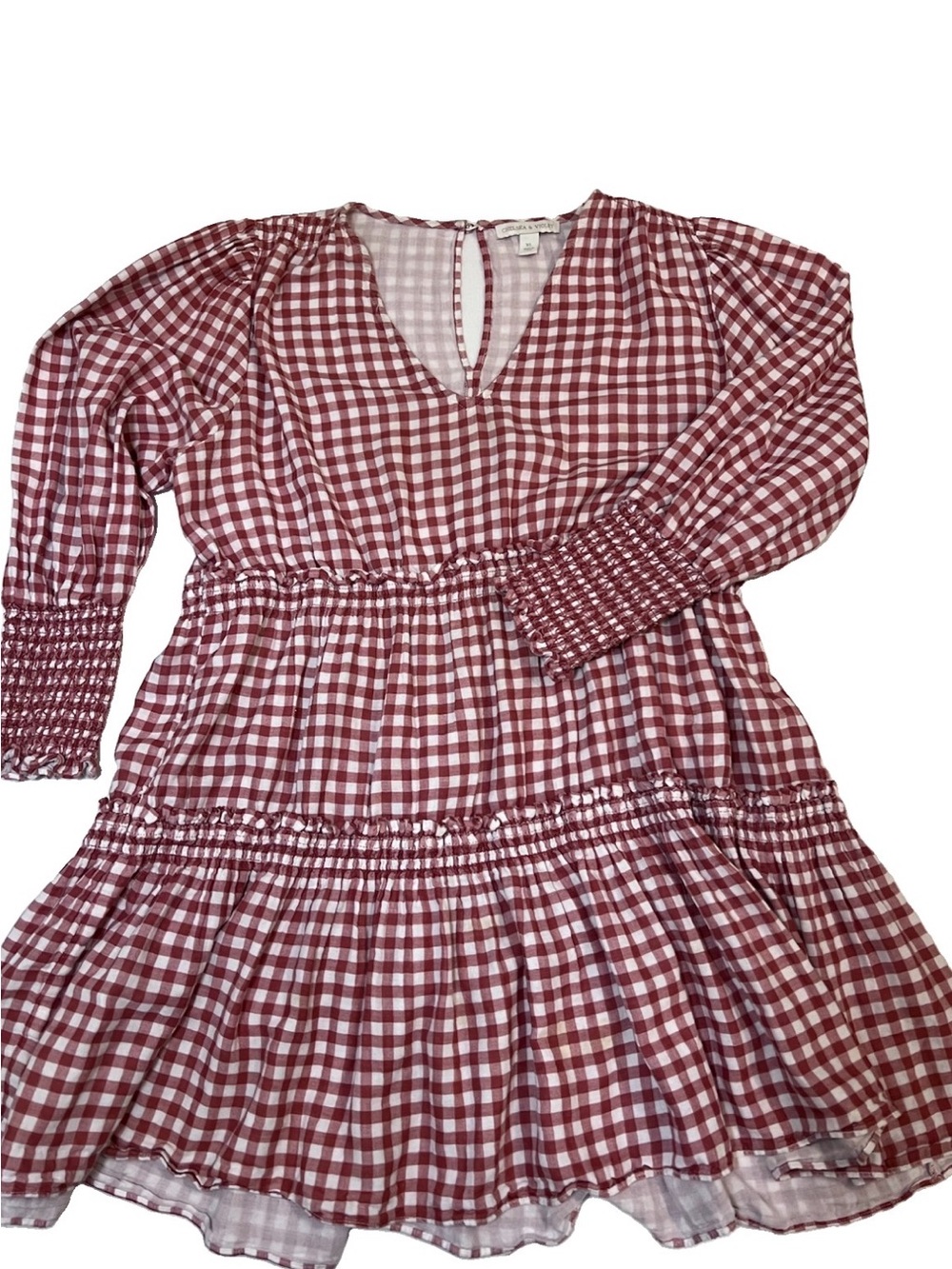 Red Gingham Tiered Dress